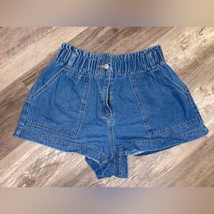 SHEIN Curve PS Blue Jean Shorts with Elastic Waist